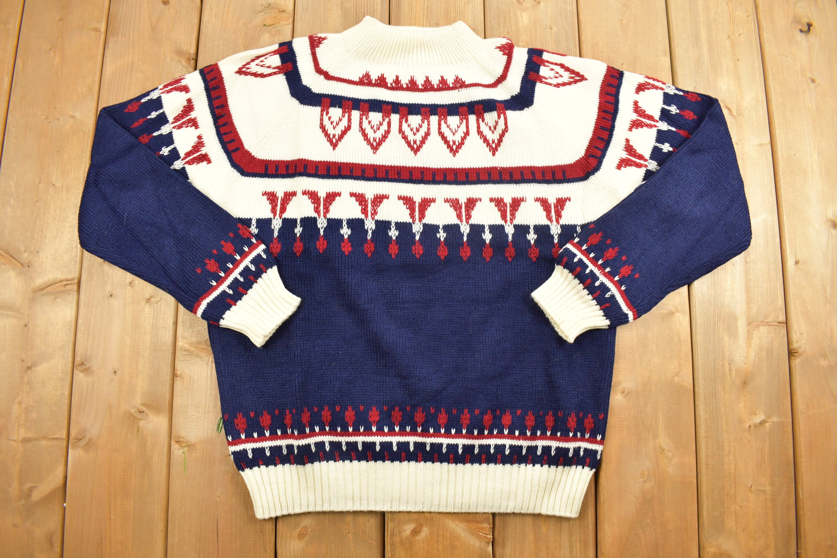 Vintage 1990s JC Penney Abstract Knit Crewneck Sweater  Vintage 90s Crewneck  All Over Pattern  Colourful  Abstract Pattern