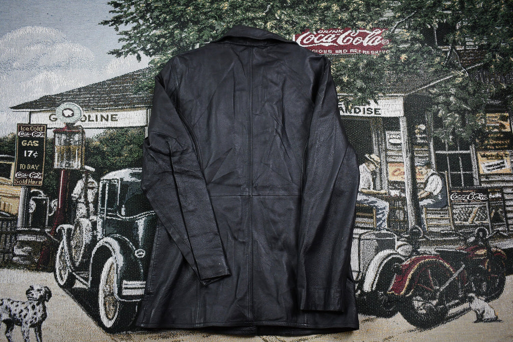 Vintage 1990s Button Up Leather Coat