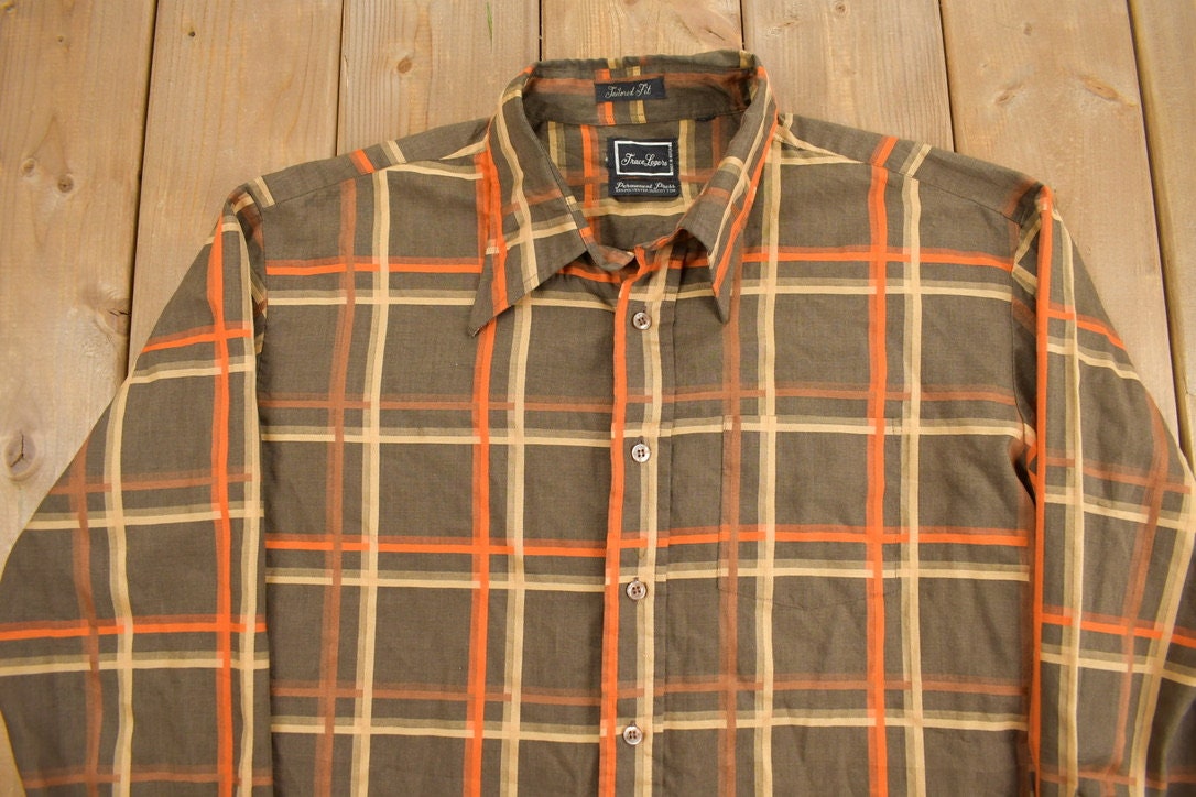 Vintage 1990s Plaid Check Button Up Shirt