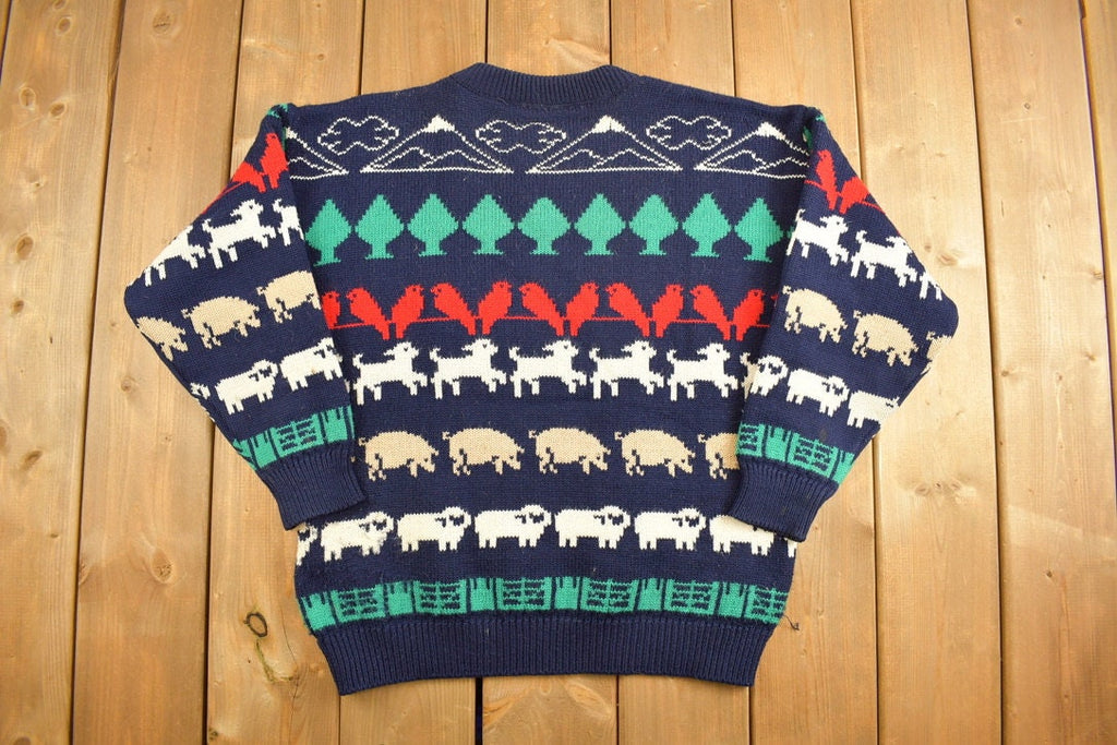 Vintage 1990s Kotare Farm Themed Knit Crewneck Sweater