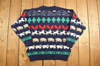 Vintage 1990s Kotare Farm Themed Knit Crewneck Sweater