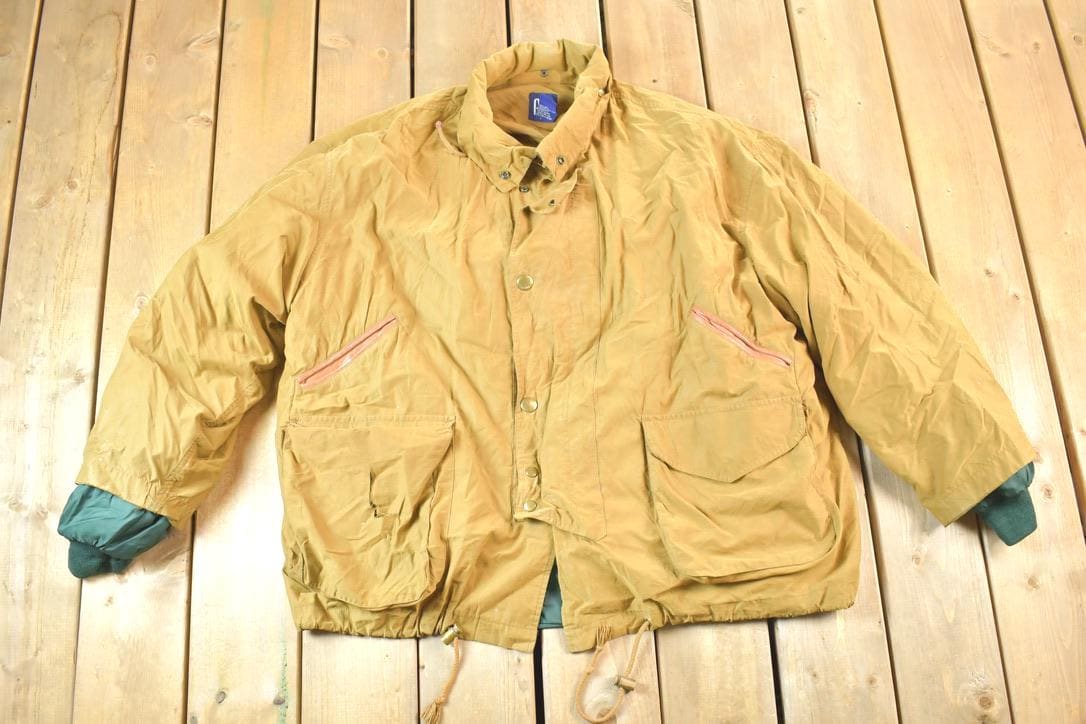 Vintage 1990s Gap Plaid Lined Down Filled Collared Work Style Bomber Jacket Made In USA