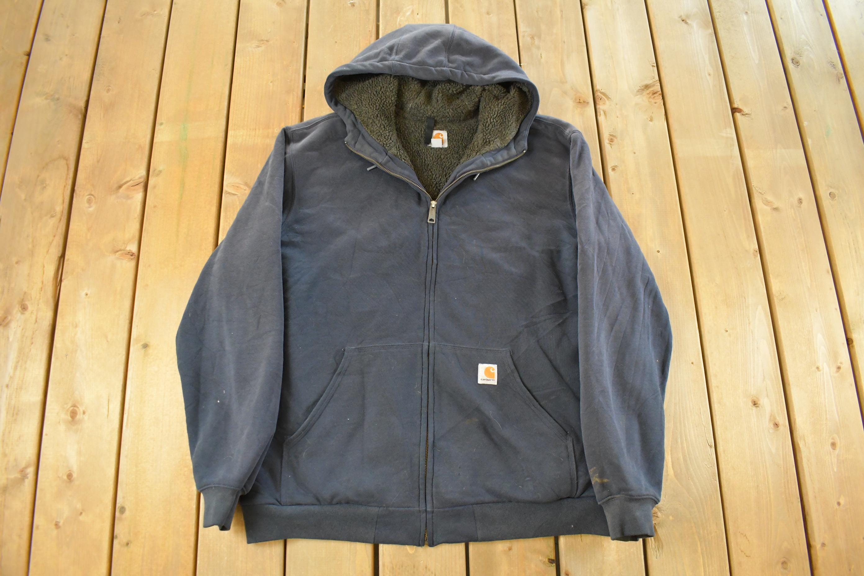 Vintage Y2K Carhartt Full Zip Fleece Lined Hoodie Sweatshirt Men's XL Tall
