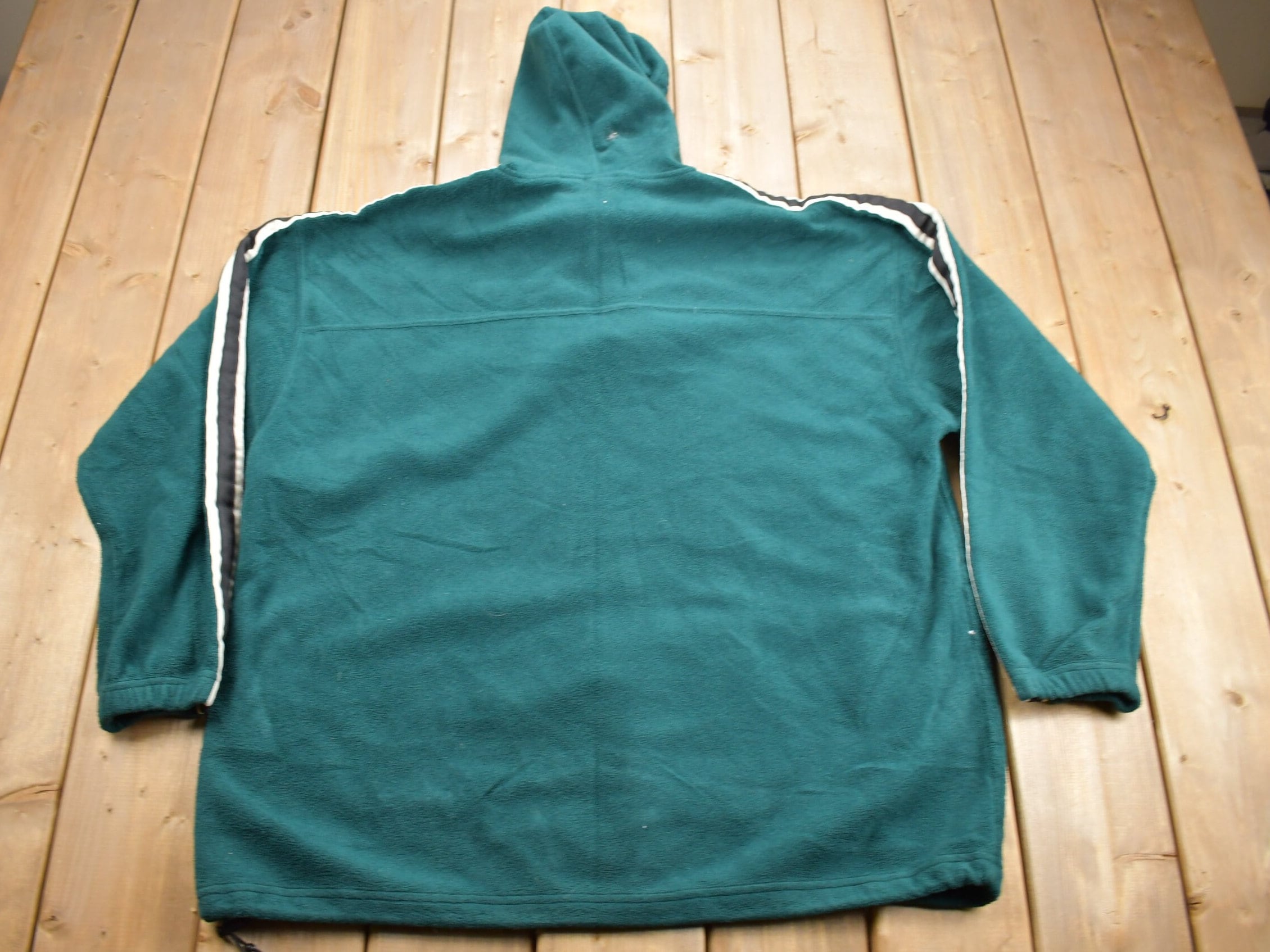 Vintage 1990s Green Quarter Zip Fleece Hoodie