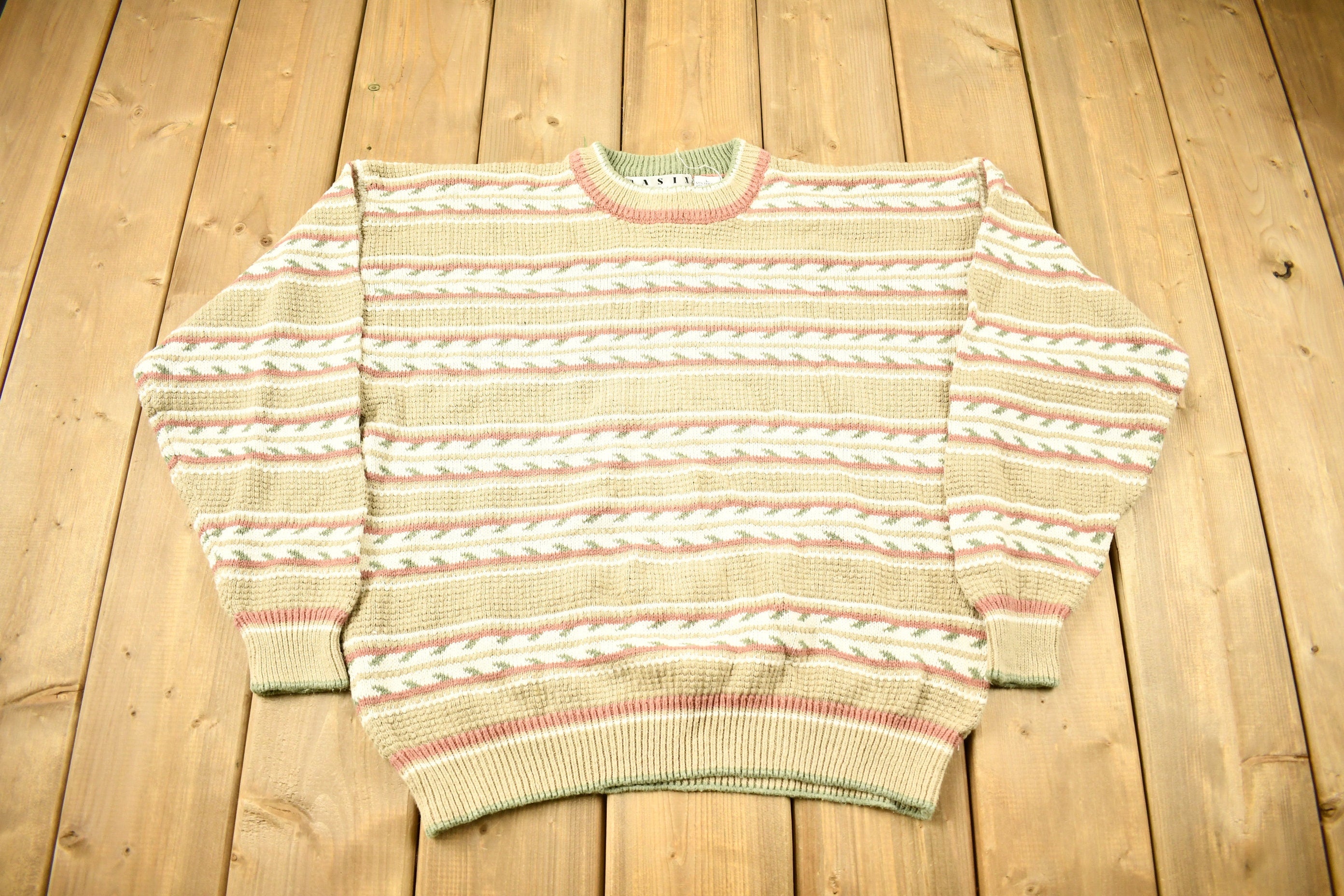 Vintage 1990s Striped Knitted Crewneck Sweater