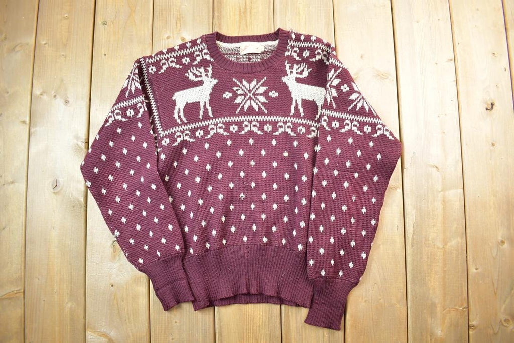 Vintage 1940s Jantzen Reindeer Knit Crewneck Sweater