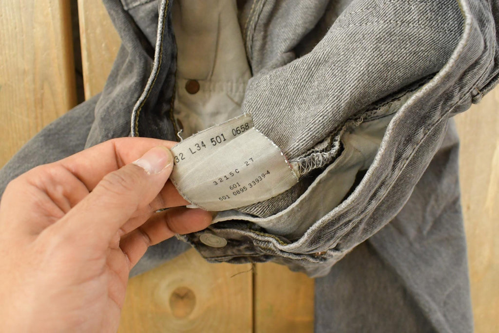 Vintage 1990s Levi's Distressed 501 Original Fit Denim Jeans Men's 30 x 29 / Faded Black Wash / 90s Levi's / Made in USA