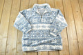 Vintage 1990s Northern Getaway Fleece AOP Outdoorsman Snowflake Sweater