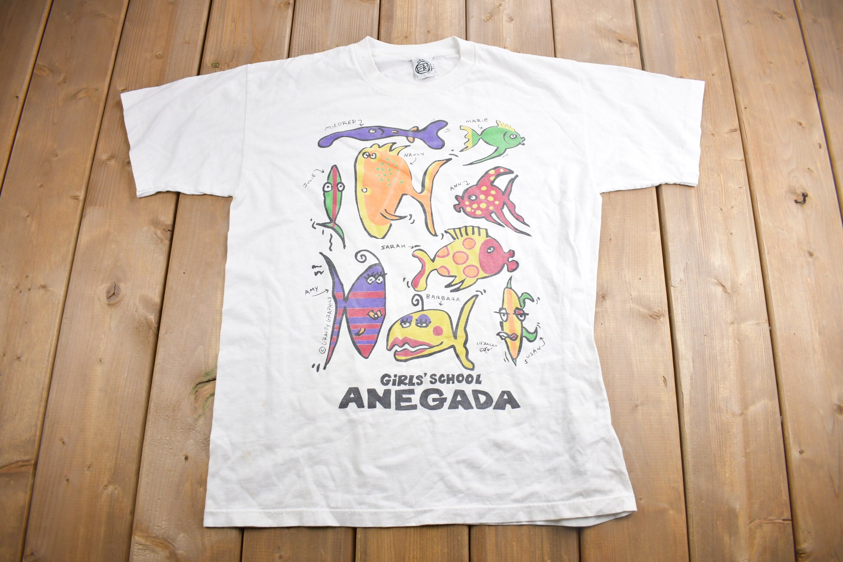 Vintage 1990s Anegada School Of Fish Souvenir T Shirt