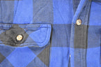 Vintage 1990s Five Brother Blue Plaid Flannel Button Up Shirt Men's L