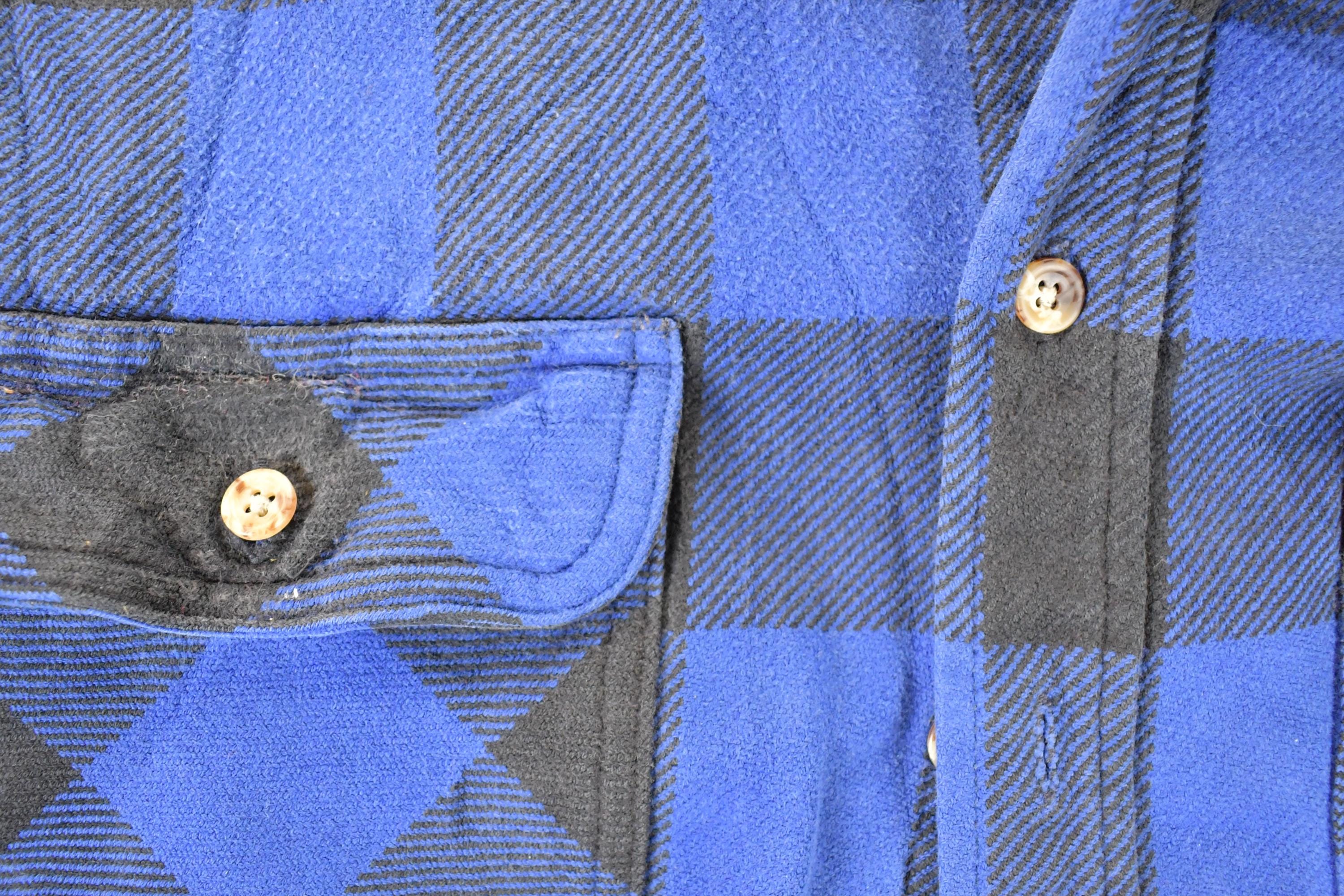 Vintage 1990s Five Brother Blue Plaid Flannel Button Up Shirt Men's L