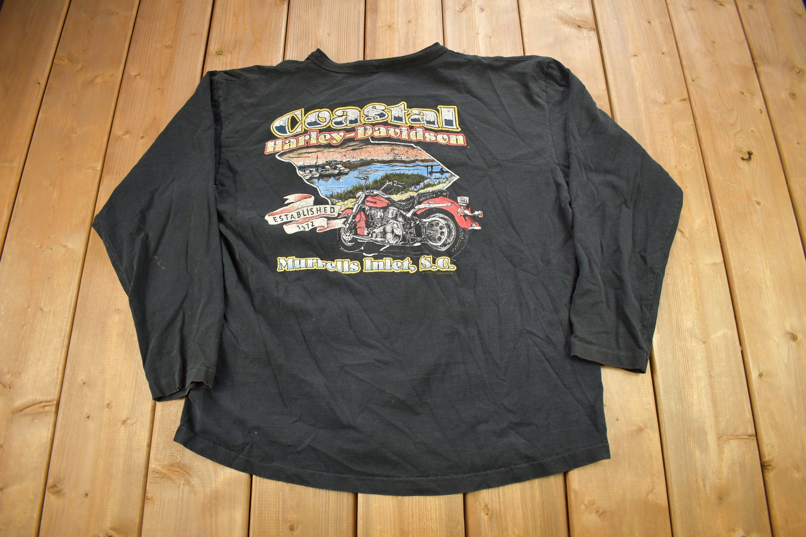 Vintage 1993 Harley Davidson Motorcycles Murrells Intel South Carolina T-Shirt