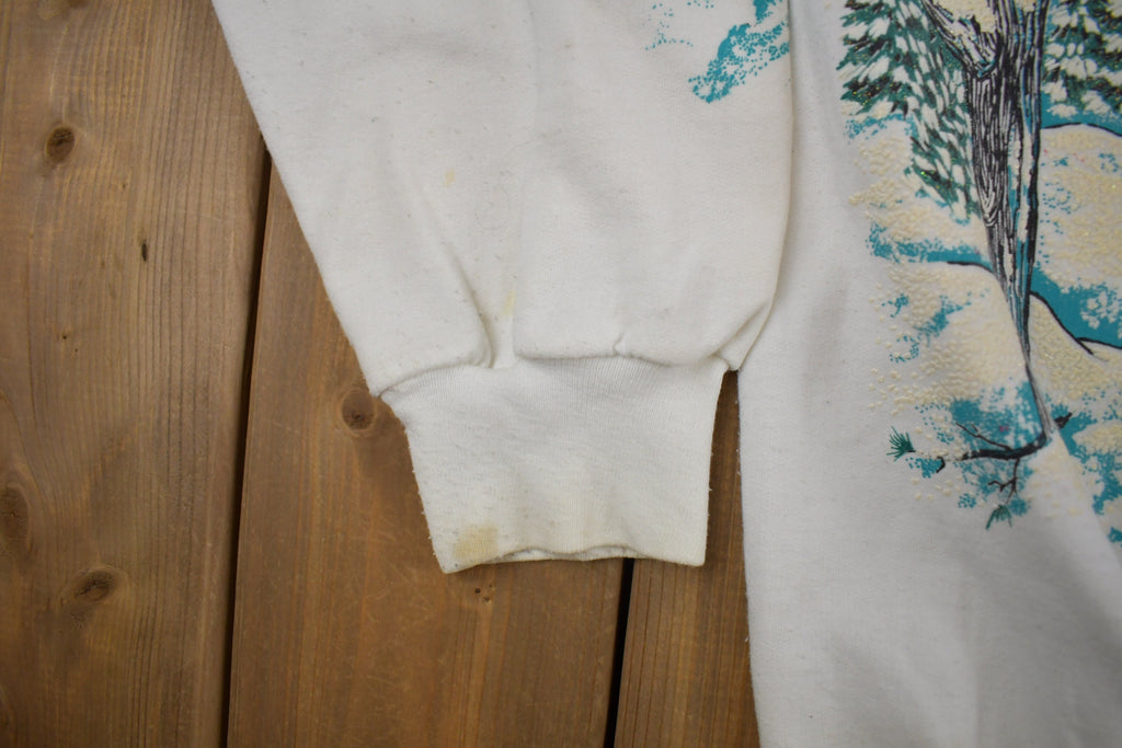 Vintage 1990s Winter Theme All Over Print Crewneck Sweater