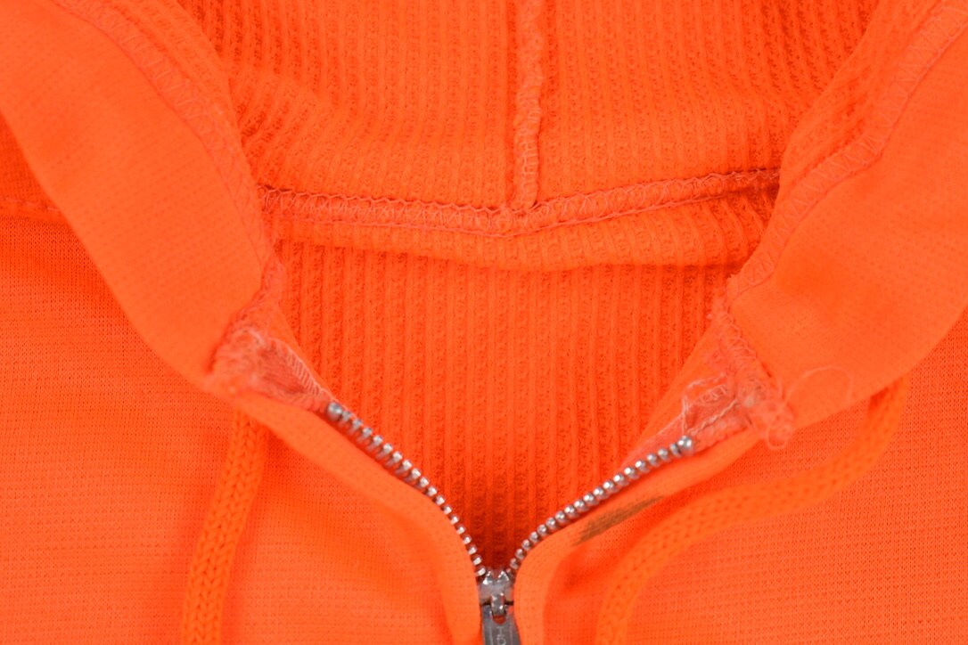 Vintage 1970s Orange Thermal Zip Up Hoodie / 70s Hoodie / True Vintage Hoodie / 70s Hoodie / Papaw / Basic / Essential / Made in USA /