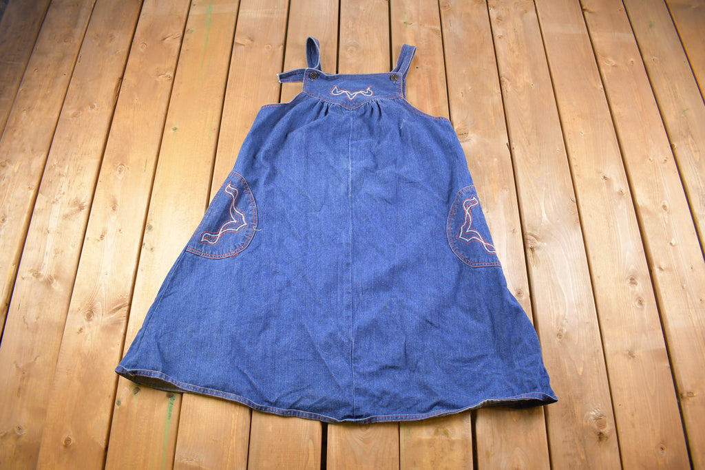 Vintage 1980s Joni Blair Embroidered Denim Dress Size 15