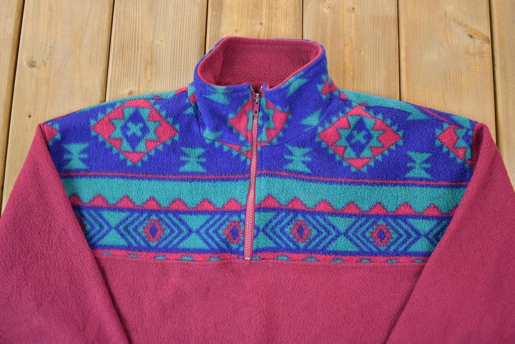 Vintage 1990s Great Canadian Rugged Wear Fleece Quarter Zip Sweater /