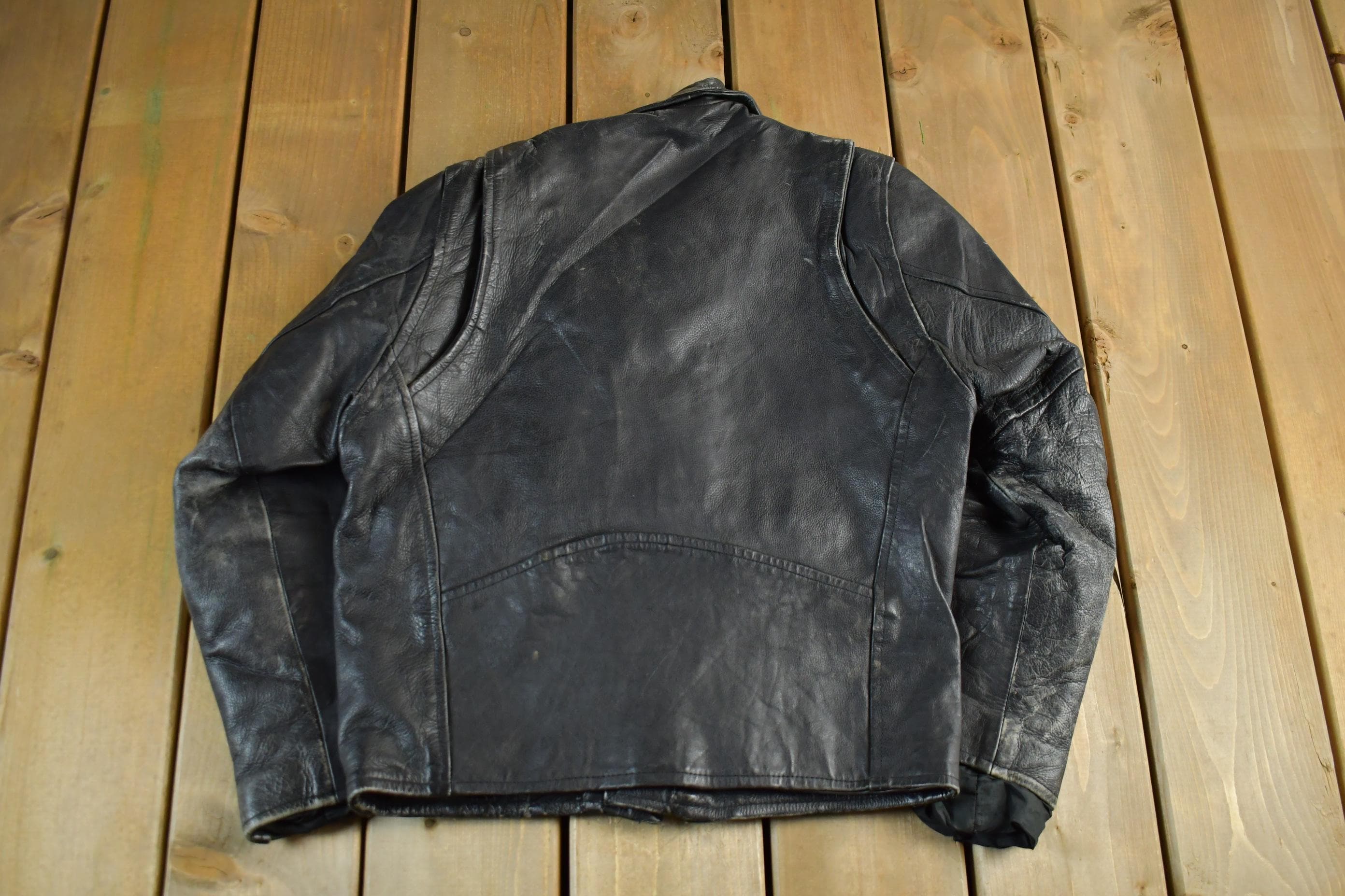 Vintage 1980s Leather Men Leather Biker Jacket Men's 36