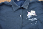 Vintage 1990s Cute Cat Patchwork Fleece Sweater