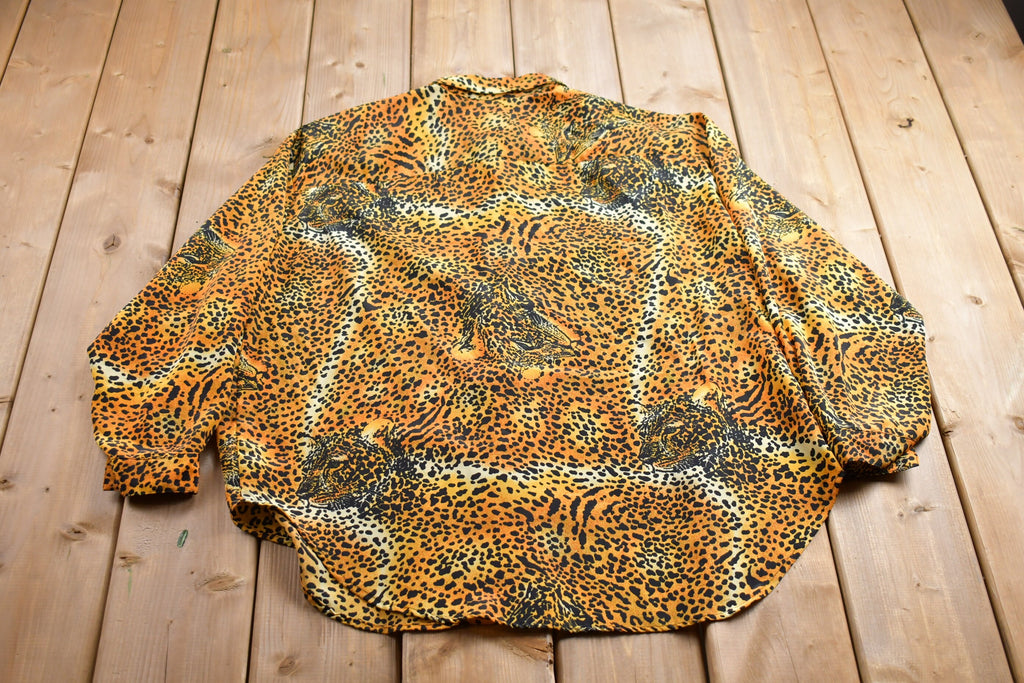 Vintage 1990s Cheetah Print Button Up Shirt
