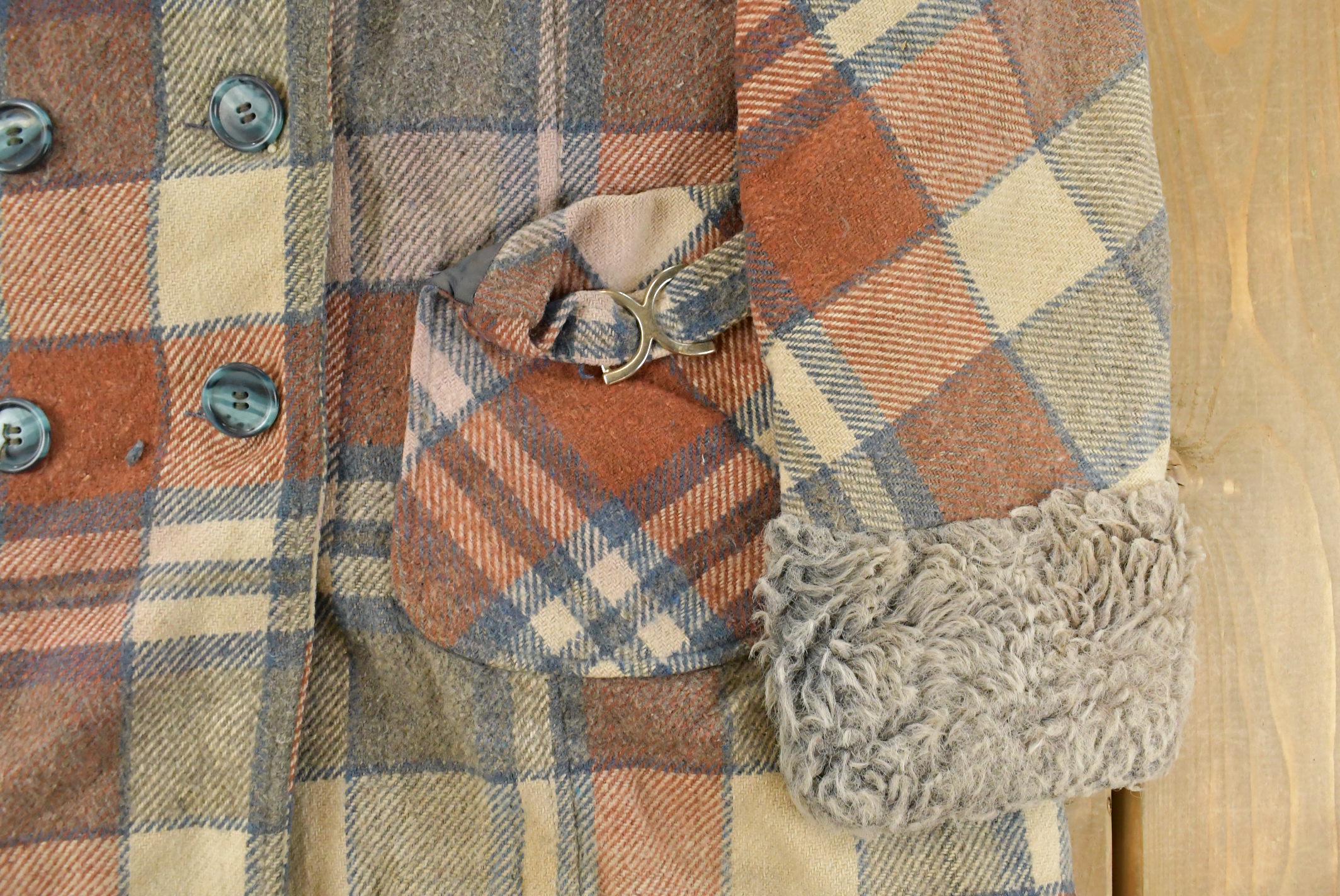 Vintage 1970s Wool Tartan Shag Peacoat Wool Peacoat Women's Medium