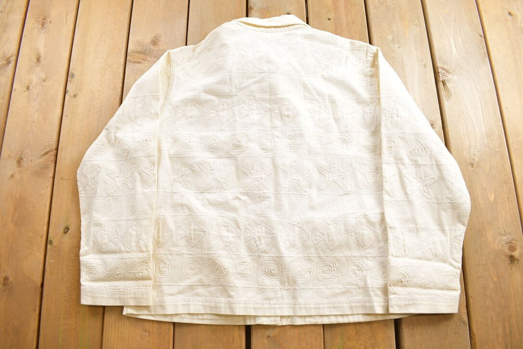 Vintage 1990s Chico's Design Ocean Fish Theme Embroidered Jacket