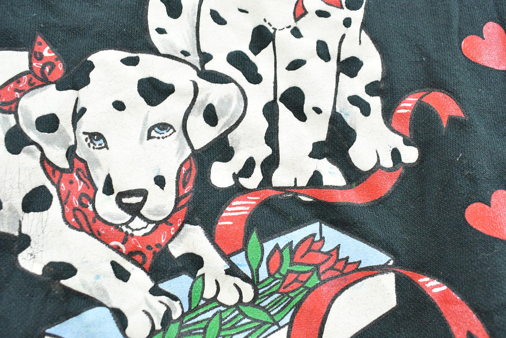 Vintage 1990s Dalmatians Valentines Hearts Turtleneck Sweatshirt Women's S