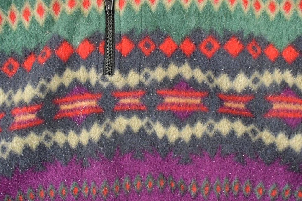 Vintage 1990s TT & Co Quarter Zip Aztec Fleece Outdoorsman Sweater Men's XL