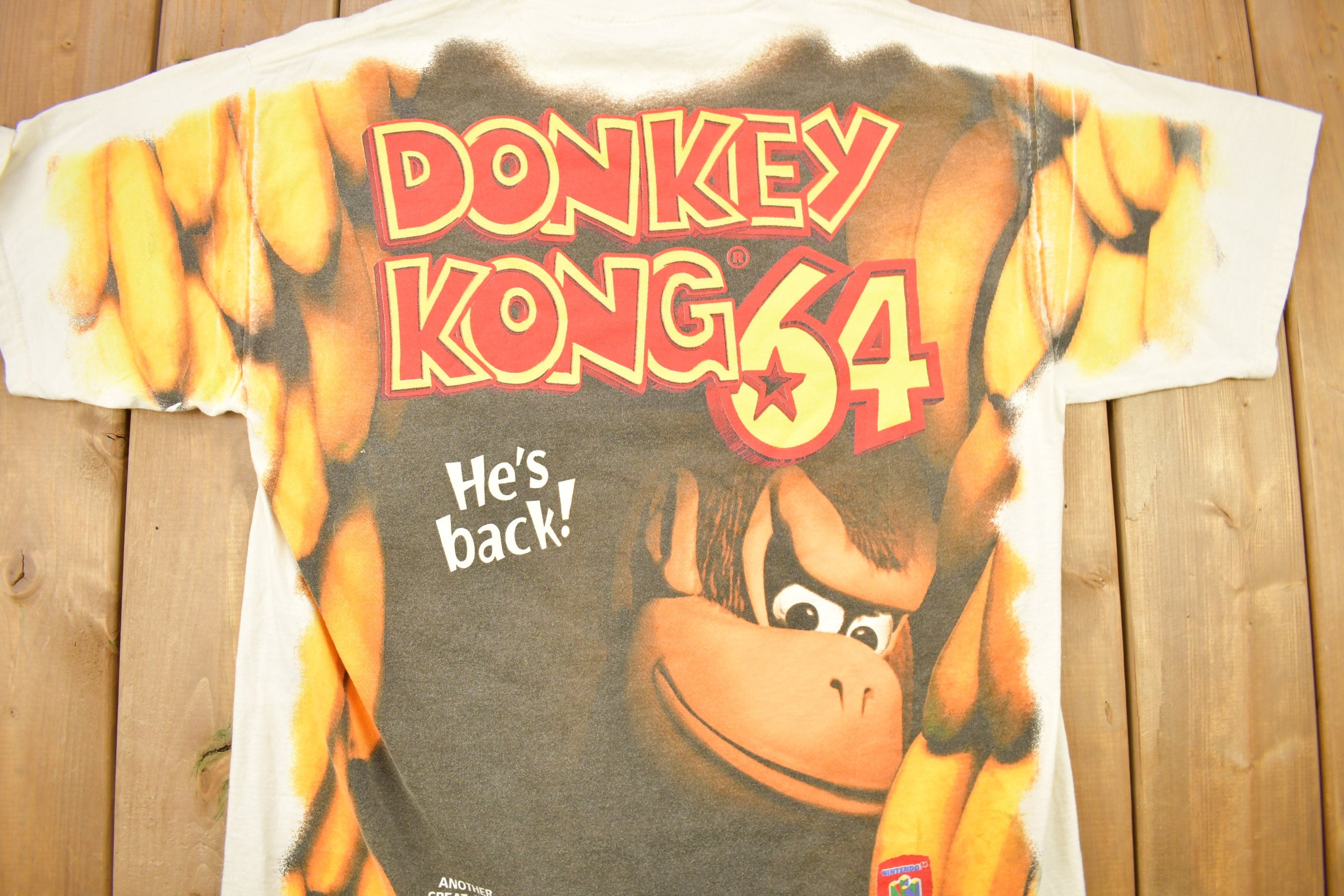Vintage 1990s Donkey Kong 64 All Over Print Nintendo T-shirt