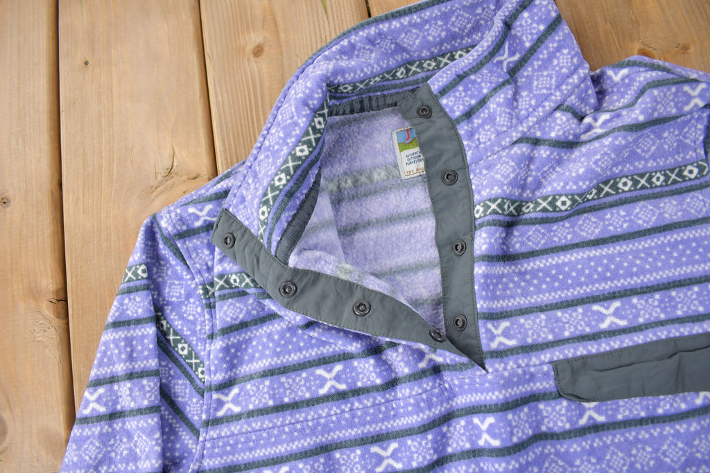Vintage 1990s JACHS All Over Print T-Snap Fleece Sweater Size XL Women's