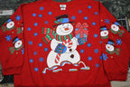 Vintage 1990s Snowman Graphic Christmas Sweater , 90s Holiday Crewneck , Winter Wear , Festive , Snowman Graphic , Nutcracker