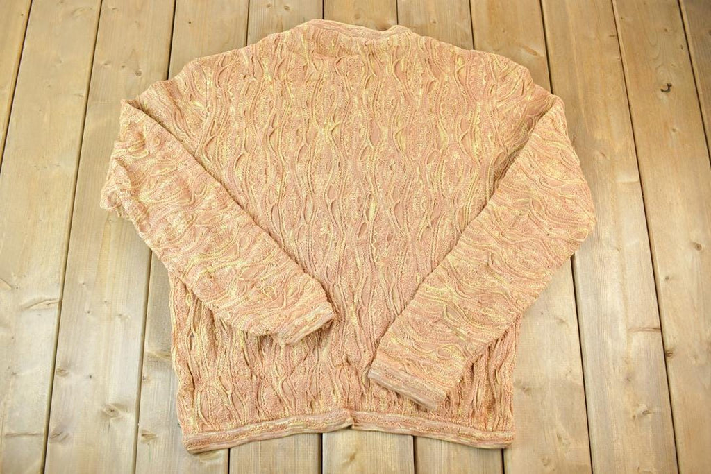 Vintage 1990s Coogi Made In Australia 3D knit 100% Cotton Abstract Pattern Crewneck Sweater