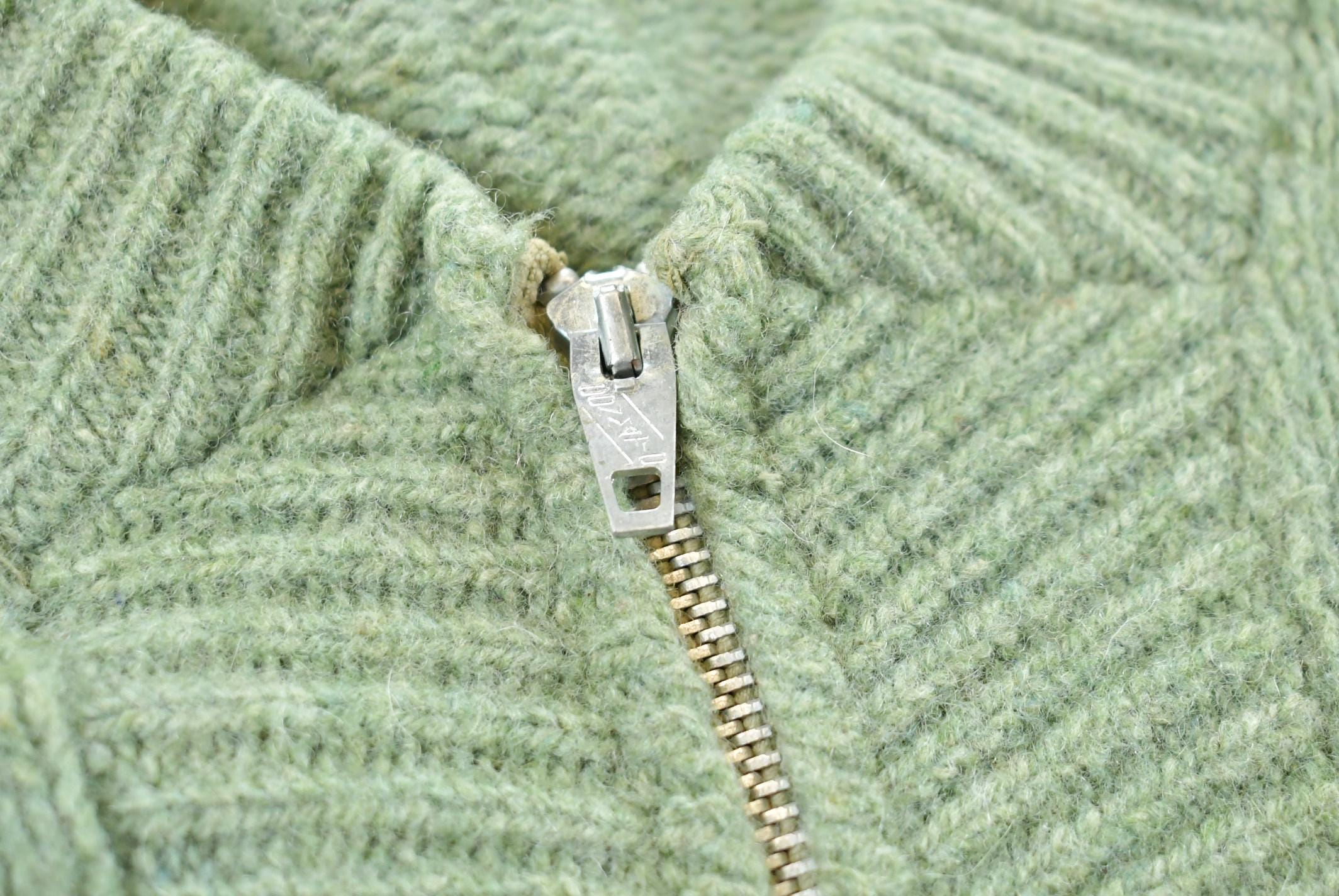 Vintage 1960s Pilgrim Sears Roebuck Wool Knit Zip Up Cardigan Sweater Womens Large /
