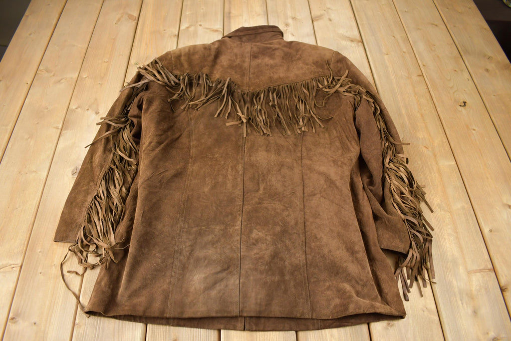 Vintage 1990s Together Genuine Leather Suede Fringe Jacket
