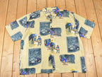 Vintage 1990s Up Roc AOP Hip Hop Hustler Rottweiler Abstract Button Up Shirt Men's XXL