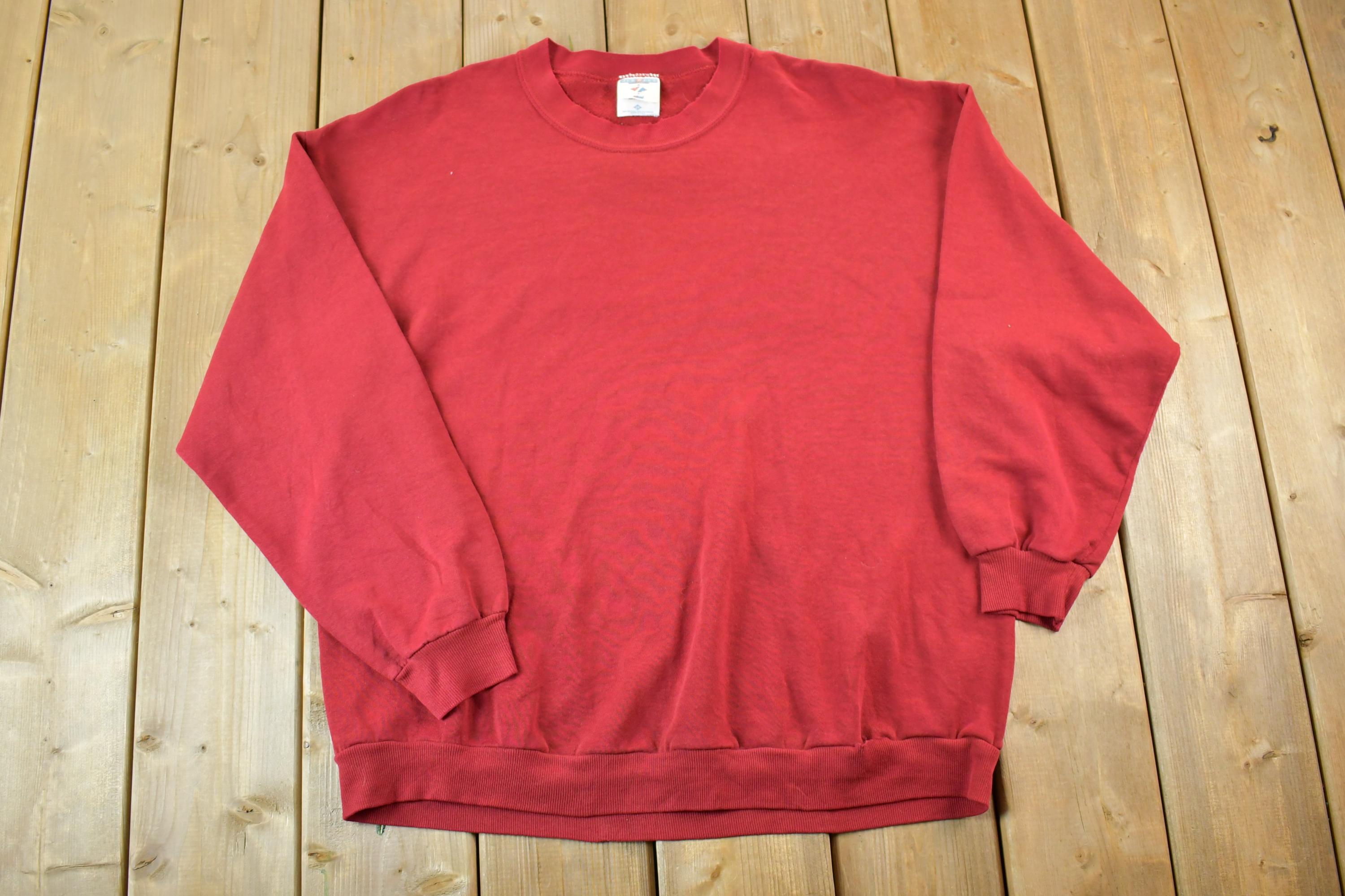 Vintage 1990s Jerzees Blank Burgundy Crew Neck Sweatshirt
