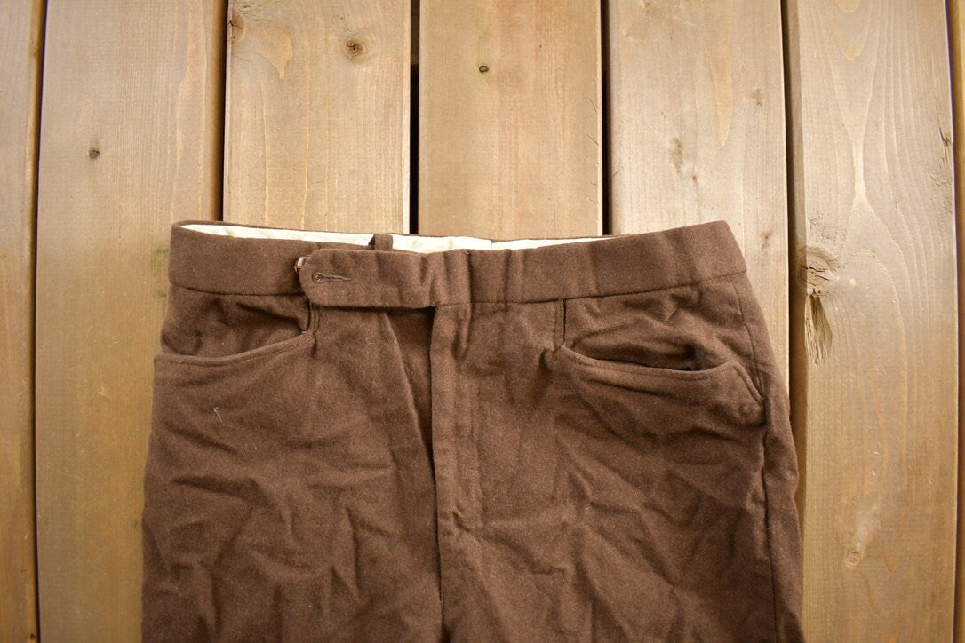 Vintage 1980s Wool Brown Trousers Size 32x30 / 1980s Wool Pants / Made in Canada / True Vintage / Vintage Workwear / Wool Pants