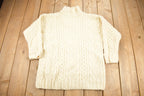 Vintage 1990s Aran Crafts 100% Merino Wool 3D Cable Knit Sweater