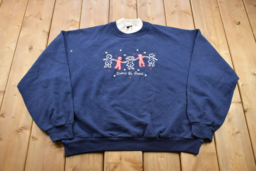 Vintage 1990s United We Stand Turtleneck Sweater  90s Turtleneck  Grandma Sweater  Streetwear  Made In USA  Patriotic Theme