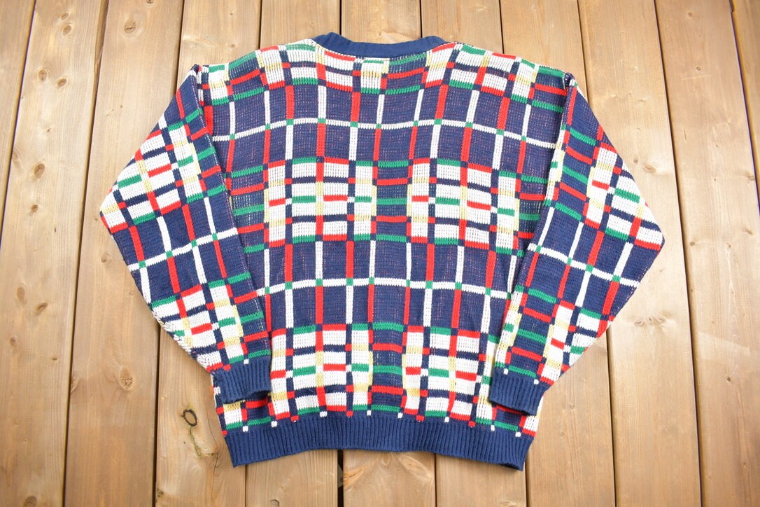 Vintage 1990s Cabin Creek Colorful Knit Cardigan Sweater