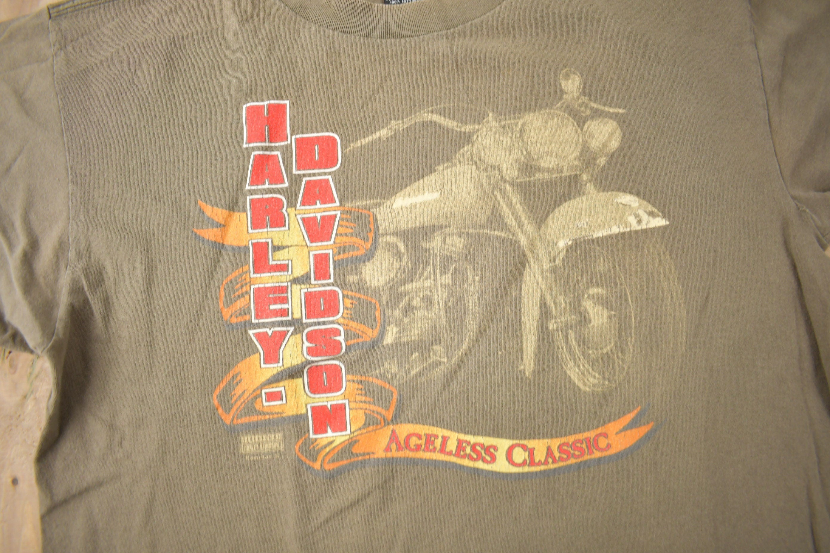 Vintage 1990s Robinson Harley Davidson Wheatley Ontario Single Stitch Graphic T-Shirt Made In Canada