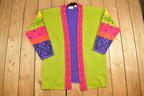 Vintage 1990s Leslie Fay Womens Open Knitted Cardigan Sweater