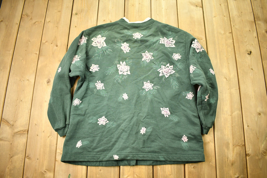 Vintage 1990s Floral Theme Artisans Cardigan Sweater