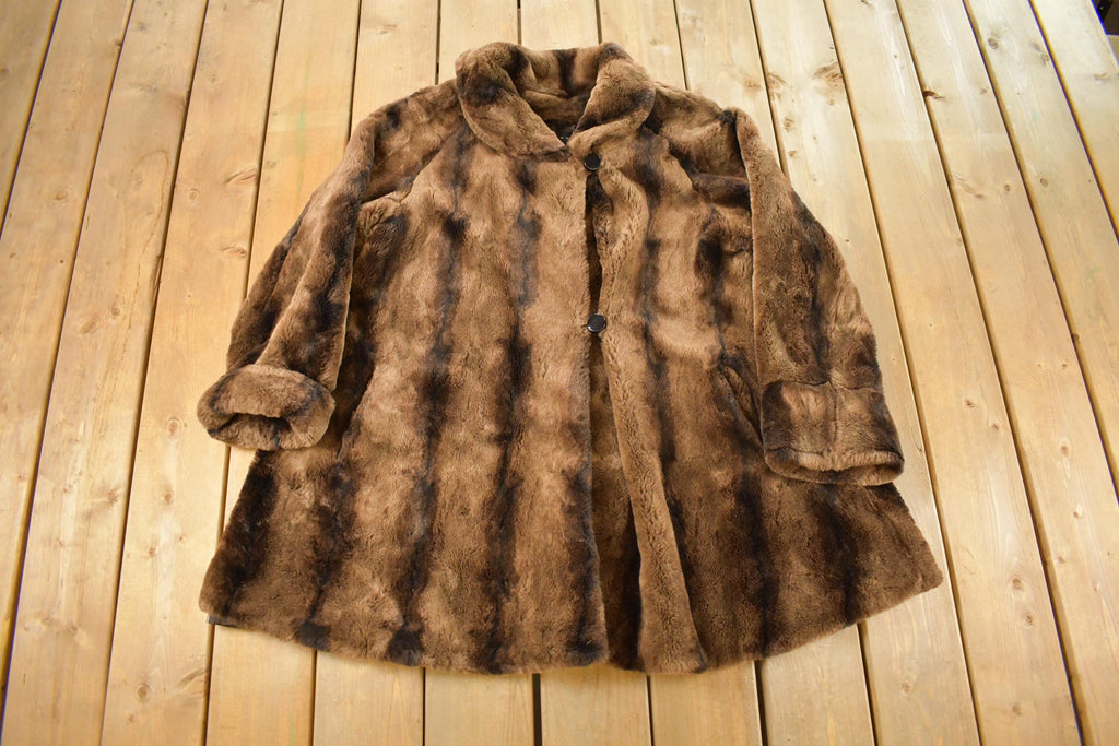 Vintage 1980s Faux Fur Modacrylic Jacket Coat Women's XL