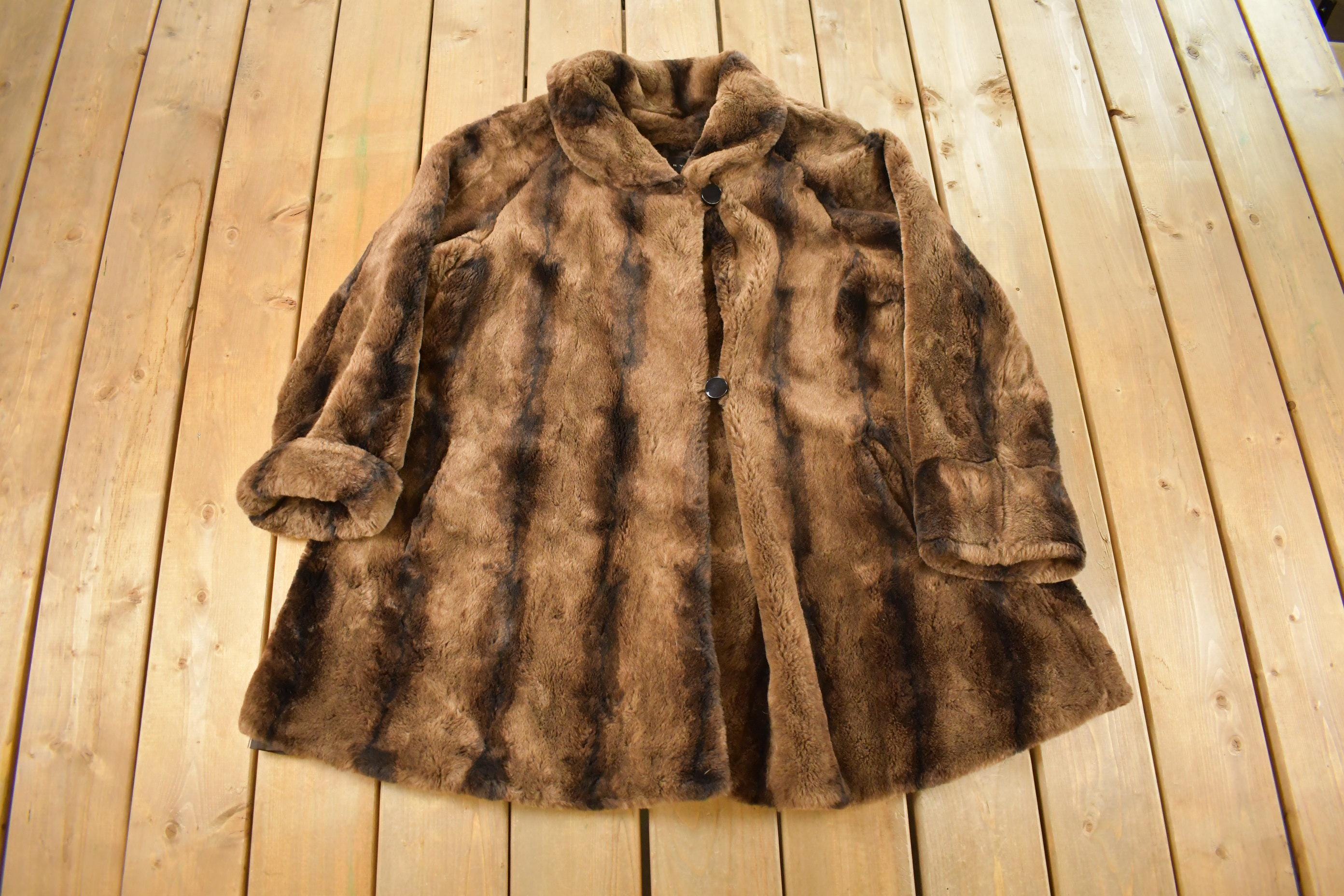 Vintage 1980s Faux Fur Modacrylic Jacket Coat Women's XL