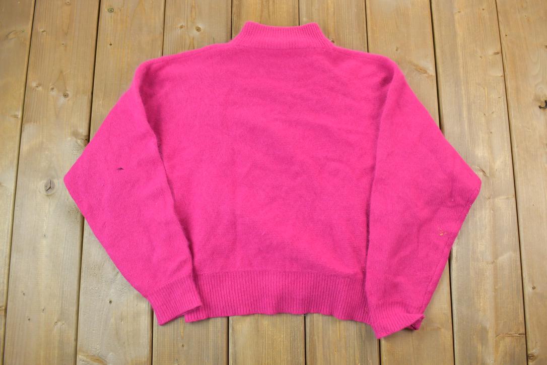 Vintage 1990s Rafaella Pink Knit Mock Neck Sweater