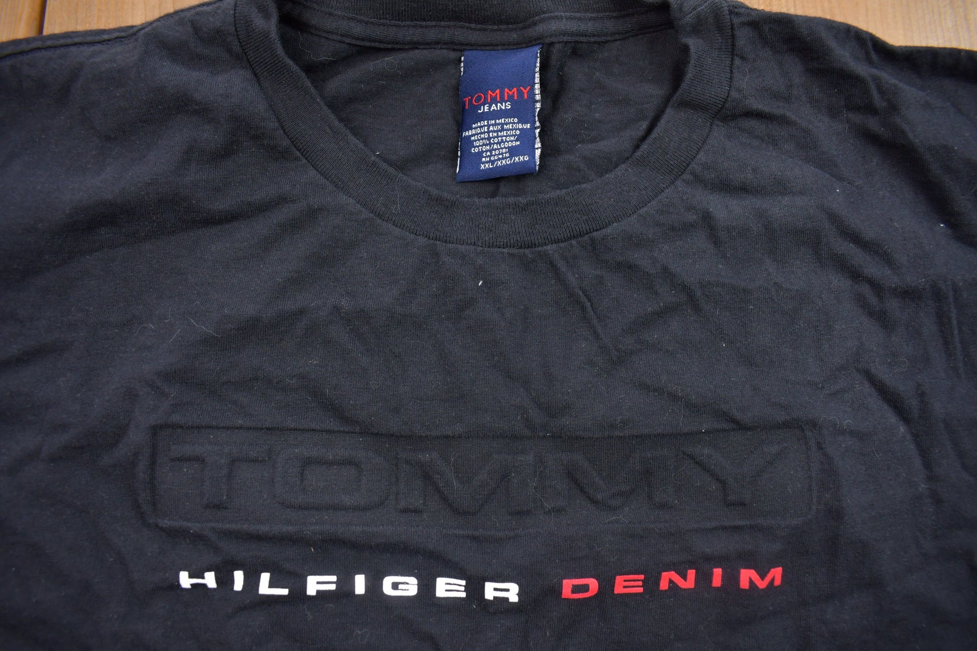 Vintage 1990s Tommy Hilfiger Denim Embossed Logo T Shirt
