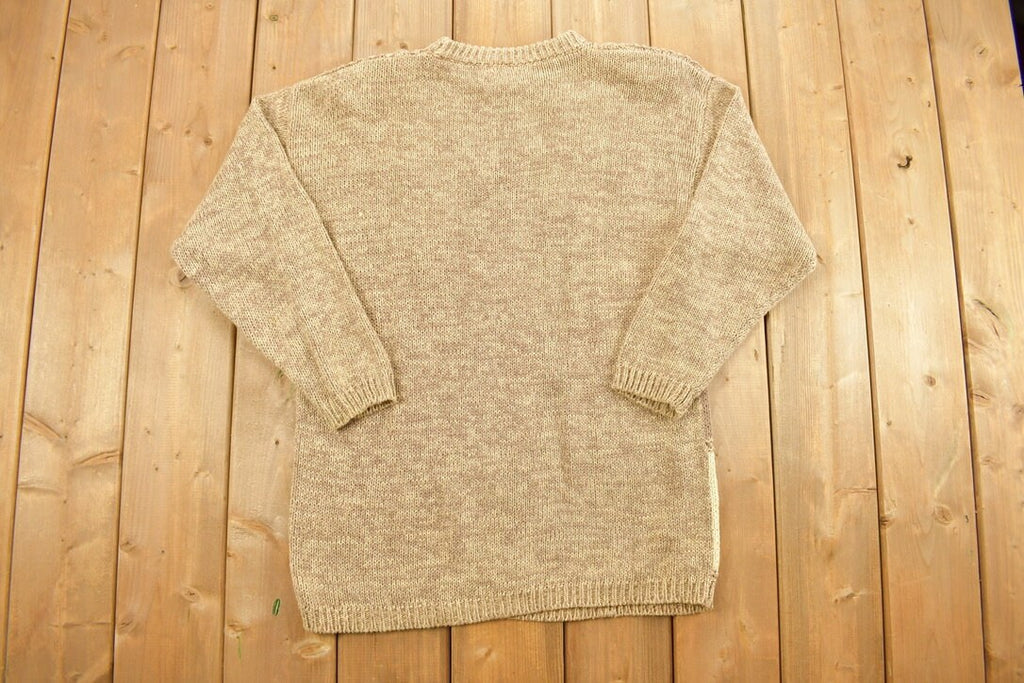 Vintage 1990s Patchwork Graphic Crewneck / Floral Pattern / Flowers / Checkerboard / Pullover Sweatshirt / Hand Knit Jennifer Reed