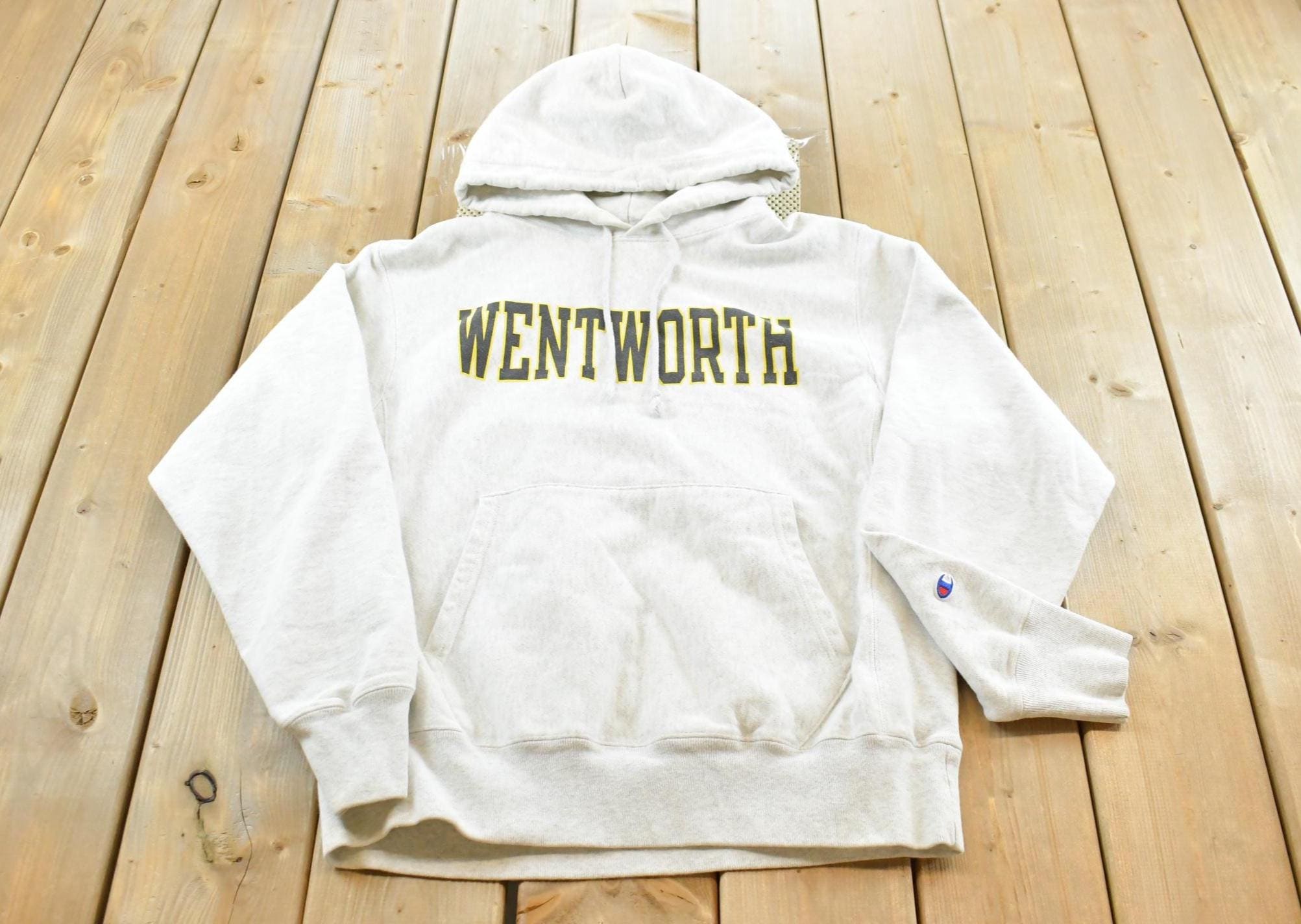 Vintage Y2K Wentworth College Champion Reverse Weave Hoodie Sweatshirt Men's M / 2000s Heavyweight Sweater / Collegiate
