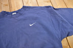 Vintage 1990s Nike Embroidered Mini Swoosh Blue Crewneck Sweatshirt