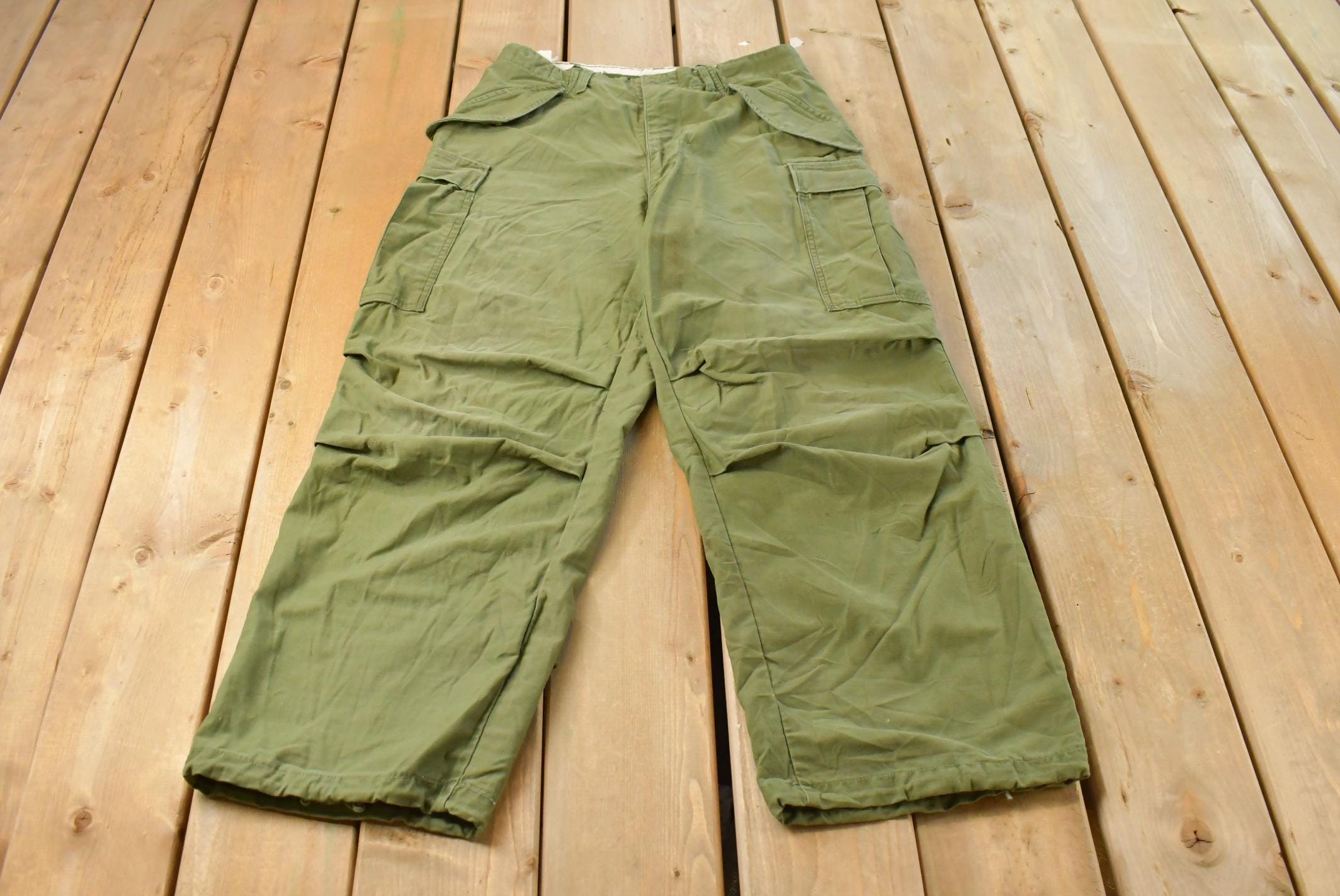 Vintage 1960s Military Army Cargo Field Trousers Olive Drab Pants Men's 32 x 28